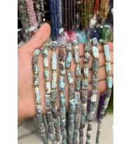 Larimar Taşı Köşeli Silindir Kesim 7x27mm Doğal Taş Dizi
