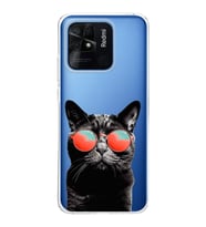 PrintiFy Xiaomi Redmi 10C ile Uyumlu 1mm Slim Fit Kedi 3 050d Baskılı Şeffaf  Kılıf