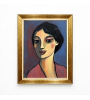Tablore Modern Sanat Kadın Portresi Altın Varak Çerçeveli Salon Duvar Tablosu