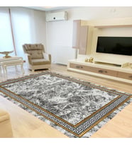 Rovigo Home Dijital Baskı Yıkanabilir Kaymaz Taban Salon Halısı Ve Yolluk RV158-FNL464 (Gri)
