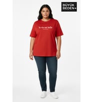 Kadın Büyük Beden L.v. Est Belle Baskılı 3xl-6xl Bisiklet Yaka Tshırt SPR26BTSK510-17