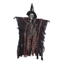 Halloween Askılı Kurukafa Siyah Elbiseli Sesli Dekor Süs