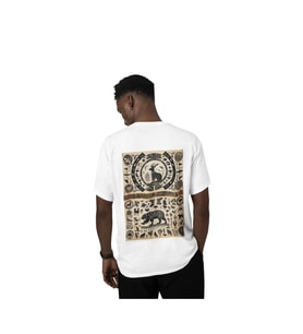 Zaman döngüsü antik simge baskılı kaliteli unisex oversize T-shirt (Beyaz)
