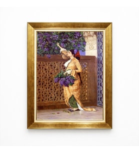 Tablore Altın Çerçeveli Osman Hamdi Bey Leylak Toplayan Kız Tablosu Klasik Dönem Sanatı