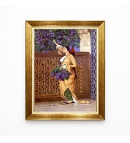 Tablore Altın Çerçeveli Osman Hamdi Bey Leylak Toplayan Kız Tablosu Klasik Dönem Sanatı