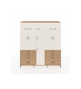 Kronos Dolap 8 Raflı 8 Çekmeceli 3 Askılı 220x59x243 Çam-Aytaşı/Çam