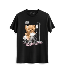 Time Heals Tedy Bear Siyah Tshirt
