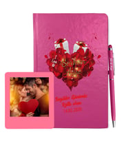 Sevgililer Gününe Özel Pembe Defter Kalem & Instagram Çerçeve Hediye Seti 32