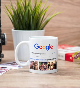 4 Fotoğraflı Kişiye Özel Google Kupa Bardak Kadın