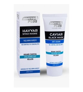 Softto Plus Havyar Yaşlanma Karşıtı Yağ Kontrol ve Dengeleyici Siyah Maske 100ML