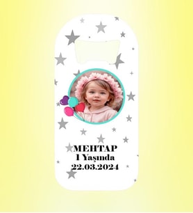 Balonlu Resimli Yıldızlar Magnet Açacak Kişiye Özel