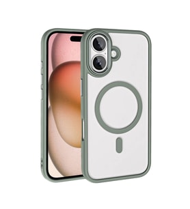Apple iPhone 16 Uyumlu Kılıf Wireless Şarj Özellikli Zore Krom M-safe Silikon Kapak (Gri-Gri)