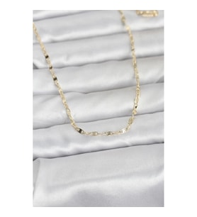 Mey İthalat® CM 14K Gold Renk Yassı Gemici Zincir Model 60 cm Kadın Kolye