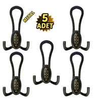 Siyah Desenli Vestiyer Portmanto 5 Adet Askılık Metal
