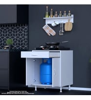 Modilayn BİRCE L-65 x 87 x 48 cm Tüp Bölmeli Set Ocak Altı Dolap ve Baharat Rafı (Beyaz)