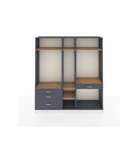 Hyperion Dolap 7 Raflı 4 Çekmeceli 3 Askılı 220x44x243 Antrasit-Çam/Antrasit