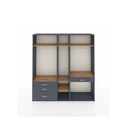 Hyperion Dolap 7 Raflı 4 Çekmeceli 3 Askılı 220x44x243 Antrasit-Çam/Antrasit
