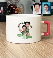 Kişiye Özel Karikatürlü Yeşil Beyaz Baba Kız Lüks Fincan Babalar Günü Hediyesi