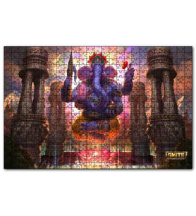 Cakapuzzle Lord Ganesha Hindu Tanrısı Mor Puzzle Yapboz MDF (Ahşap) (120 Parça)