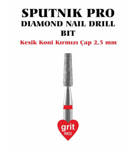 Elmas Kesik Koni Freze Kırmızı Çap 2,5mm