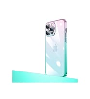 Apple iPhone 12 Pro Uyumlu Kılıf Parlak Renk Geçişli Kamera Korumalı Zore Senkron Kapak (Pembe-Mavi)