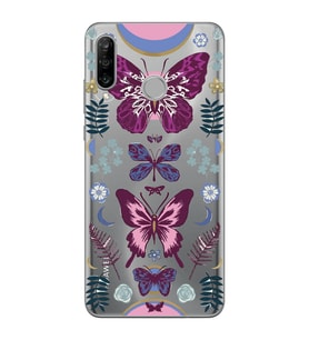 Huawei P30 Lite Uyumlu Kelebek Desenli Şeffaf Telefon Kılıfı