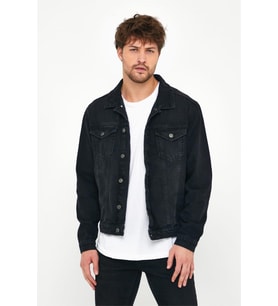Explode - Erkek Slim Fit Yıkamalı Kot Mont Siyah