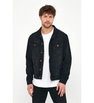 Explode - Erkek Slim Fit Yıkamalı Kot Mont Siyah