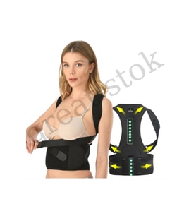 Unisex Kamburluk Önleyici Sporcu Dik Duruş Korsesi Çapraz Profesyonel Korse Medikal Ortopedik Korse (Siyah)