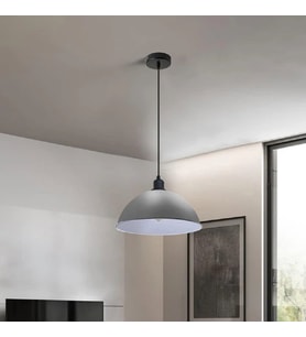 RİOLİGHT MODERN,VİNTAGE,RETRO,RUSTİK GRİ 1XE27 DUYLU METAL TEKLİ SARKIT AVİZE ÇAP:30CM