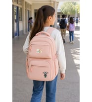 Pembe Tavşanlı Kız Çocuk Okul Sırt Çantası Çok Bölmeli Ergonomik İlkokul Ortaokul 45x30x15 cm