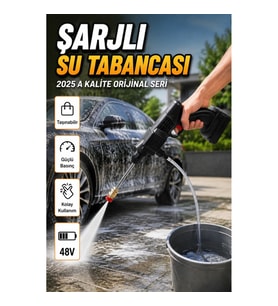 48V Şarjlı Basınçlı Su Tabancası – 15.000mAh Pil, 5 Metre Filtreli Hortum ve Köpük Haznesi