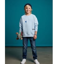 Erkek Çocuk Sırt Baskılı Tasarım Sweatshirt (Mavi)
