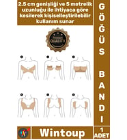 #GöğüsDikleştirme Görünmez Su Geçirmez Yapışkan Destekleyici Göğüs Dikleştirme Bandı S Beden 2.5 Cm