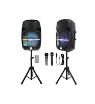 Profesyonel Aktif/Pasif Ayaklı Kabin Hoparlör Seti 900W Bluetooth Şarjlı Işıklı Part Box +2 Mikrofon