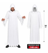 Yetişkin Beyaz Kapüşonlu Cellat Hayalet Kostümü 140 cm