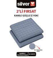 Universal Kareli Mutfak Bezi Mikrofiber 2’li 40x40 Cm Süper Emici Çok Amaçlı Gri