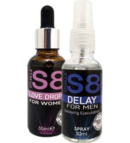 Stımul8 (S8) Erkeğe Delay30 Mlsprey + Kadına Ekstradestek Özel Uyarıcıdamıa 30 Ml