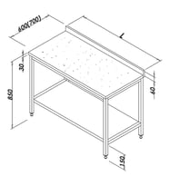 Çalışma Tezgah Mermer Tablalı Taban Raflı 190x70 Cm