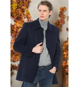 PLT8206 DEWBERRY ERKEK PALTO-DÜZ LACİVERT