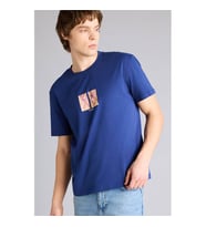 Defacto Regular Fit Baskılı indigo Erkek T-Shirt G3217AX/IN59