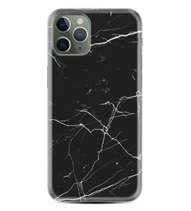 Apple iPhone 11 12 13 14 Pro Max Kılıf Desemli Silikon Siyah Mermer 1299