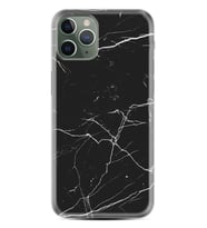 Apple iPhone 11 12 13 14 Pro Max Kılıf Desemli Silikon Siyah Mermer 1299