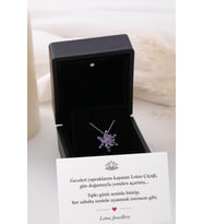 Işıklı Kolye Kutulu Gümüş Lotus Çiçeği Kolye 925 Ayar Gümüş Kolye