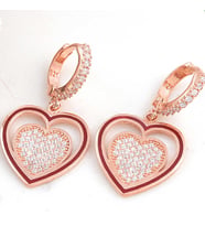 ?Gümüş Rose Sallantılı Kalp Kadın Küpe