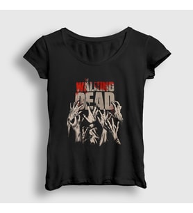 Presmono Kadın Siyah Rising The Walking Dead T-Shirt 390482tt
