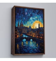Çerçeveli Vincent Van Gogh Tarzı Venedik Tablosu (Siyah)