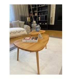 1+1 Orta Sehpa %100 Kayın Ağacı  Büyük:90x60 & Küçük:60x40