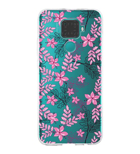Huawei Mate 30 Lite Uyumlu Kapak Floral Pembe Tasarımlı Şeffaf Silikon Kılıf