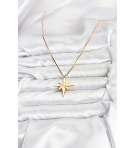 316L Çelik Zincir Gold Renk Kutup Yıldızı Model 60 cm Zincir Kadın Kolye 5886 - HPSBYI9880-909